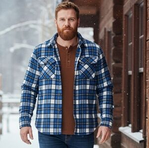 Smith Mills Blue Flannel Plaid Men's Shirt Size Medium And Small